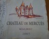 Black Wine - Malbec wine from Cahors France Chateau de Mercues 2007 Malbec